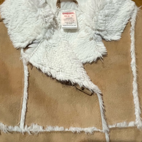 Gymboree Gingerbread Tan and White Faux Sherling Button Down Coat SZ 3 - Picture 9 of 12